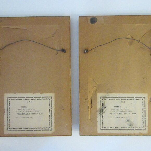 B Altman Medieval Porcelain Tiles Cries of London Framed Plaques In Pair - Picture 8 of 15